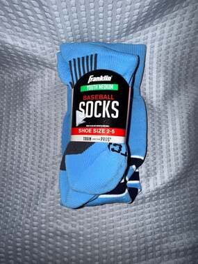 Franklin Youth Medium Baseball Socks Light Blue Shoe Size 2-5